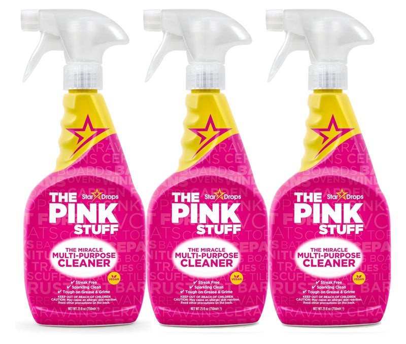 The Pink Stuff Miracle Multi Purpose Cleaner Spray 750ml Pack of 3 | Multi Surface Grease & Grime Remover | All Purpose Hard Surface Cleaner for Kitchen Bathroom Glass Tiles - Image 1