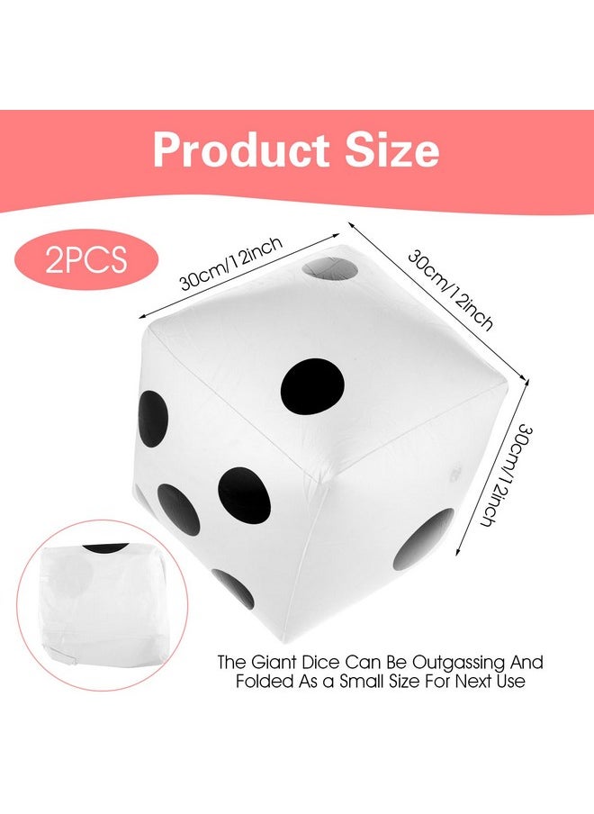 Prasacco Inflatable Dice Giant Dice Jumbo Dice Big Dice Large Dice Balloons Huge Dice For Pool Games Lawn Games Party Favour, 2 Pcs, 30Cm, White  - Image 2