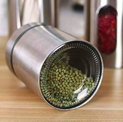 DIYASHI Stainless Steel and Glass Kitchen Canister Airtight Food Storage Jars with Lid Visible Window Seasoning Cereal Container Organizer 350 ml 4 - Image 4