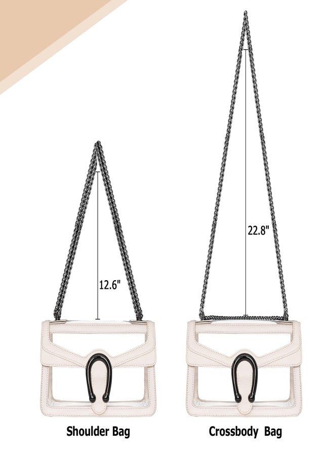 Joryin Clear Bag for Women Clear Bags Stadium Approved Shoulder Bag Crossbody Bag Small Clear Purse Chain Handbag, Cream - Image 4
