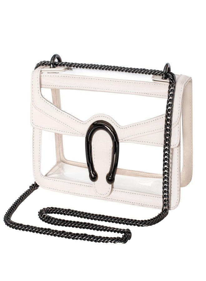 Joryin Clear Bag for Women Clear Bags Stadium Approved Shoulder Bag Crossbody Bag Small Clear Purse Chain Handbag, Cream - Image 1