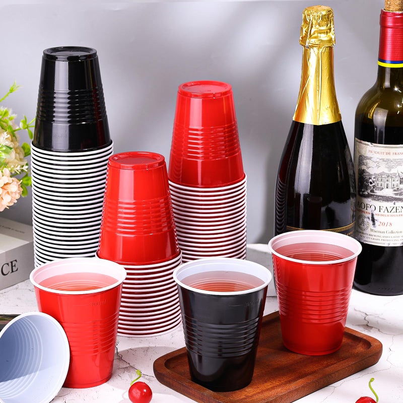 KesaPlan 100 PCS 12 OZ Plastic Cups  Happy New Year Party Cups Black and Red Cups Disposable Drinking Cup Bulk For Christmas Graduation Wedding Birthday Halloween Family Gathering Festive Celebrations - Image 3