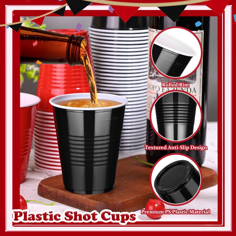KesaPlan 100 PCS 12 OZ Plastic Cups  Happy New Year Party Cups Black and Red Cups Disposable Drinking Cup Bulk For Christmas Graduation Wedding Birthday Halloween Family Gathering Festive Celebrations - Image 4