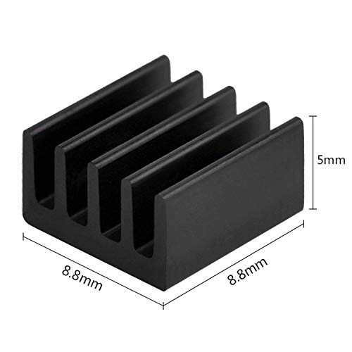Easycargo 20pcs 9mm Small mini Heatsink Kit 9x9x5mm + 3M 8810 thermal conductive adhesive tape, mini cooler Aluminum Heat Sink for cooling VRM GPU Stepper Driver MOSFET VRam Regulators (9mmx9mmx5mm) - Image 2