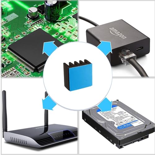 Easycargo 20pcs 9mm Small mini Heatsink Kit 9x9x5mm + 3M 8810 thermal conductive adhesive tape, mini cooler Aluminum Heat Sink for cooling VRM GPU Stepper Driver MOSFET VRam Regulators (9mmx9mmx5mm) - Image 5