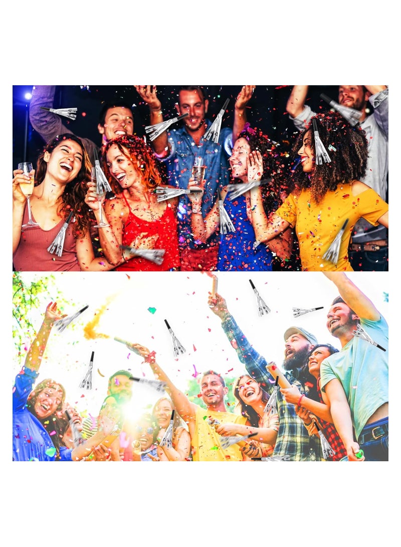 SYOSI Party Whistles, Noise Makers, 24Pcs Silver Glitter Metallic Fringed Noise Makers, Party Blower Paper Noisemakers Birthday Party Blowouts Whistles for Party Favors Supplies and Music Playing - Image 5