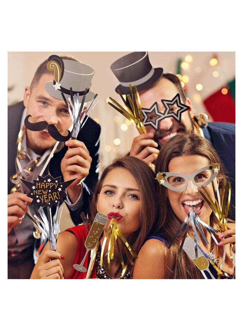 SYOSI Party Whistles, Noise Makers, 24Pcs Silver Glitter Metallic Fringed Noise Makers, Party Blower Paper Noisemakers Birthday Party Blowouts Whistles for Party Favors Supplies and Music Playing - Image 3