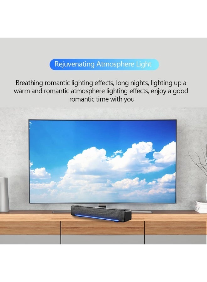 Computer Speakers,3.5mm Computer Sound Bass Surround Sound Box,USB Powered Portable Soundbar with 3D Stereo Sound and LED Breathing Light - Image 4