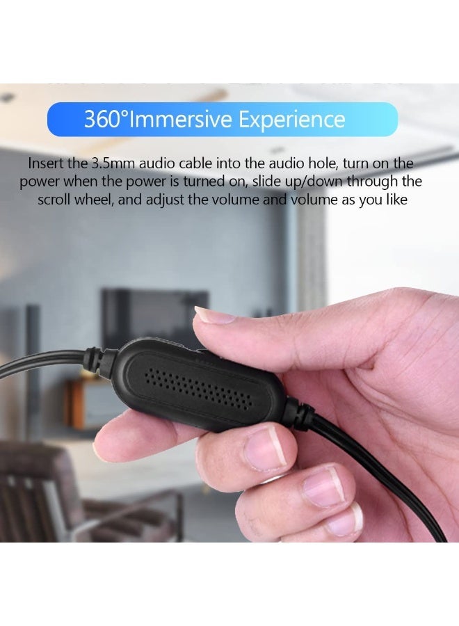 Computer Speakers,3.5mm Computer Sound Bass Surround Sound Box,USB Powered Portable Soundbar with 3D Stereo Sound and LED Breathing Light - Image 5