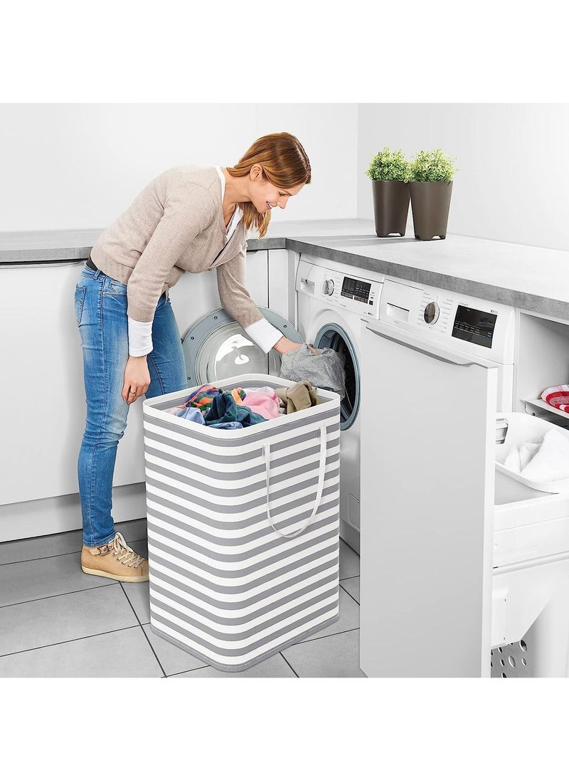 Swift Laundry Basket Hamper Large Collapsible Laundry Hamper with Easy Carry Handles, Freestanding Clothes Hampers for Laundry, Bedroom, Dorm, Clothes, Towels, Toys, 75L, Grey  - Image 4