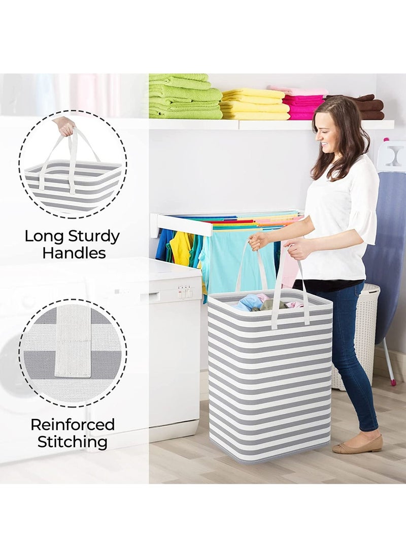 Swift Laundry Basket Hamper Large Collapsible Laundry Hamper with Easy Carry Handles, Freestanding Clothes Hampers for Laundry, Bedroom, Dorm, Clothes, Towels, Toys, 75L, Grey  - Image 3