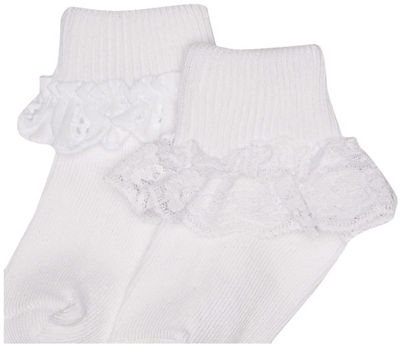 Jefferies Socks جوارب جيفريز عبوة 2 عيون دانتيل وحافة دانتيل - أبيض/أبيض، 3-12 شهر - Image 2
