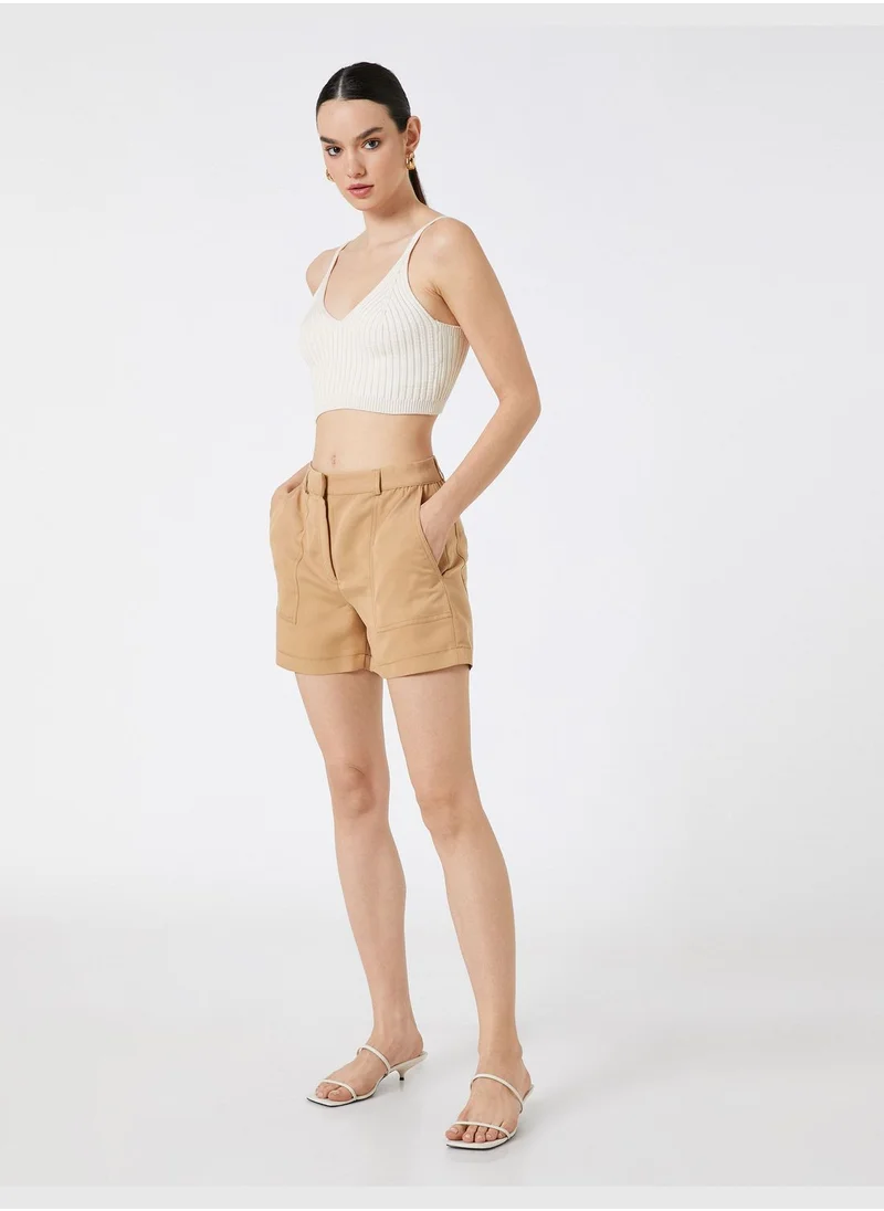 كوتون Wide Leg Pocket Detail Modal Mix Shorts