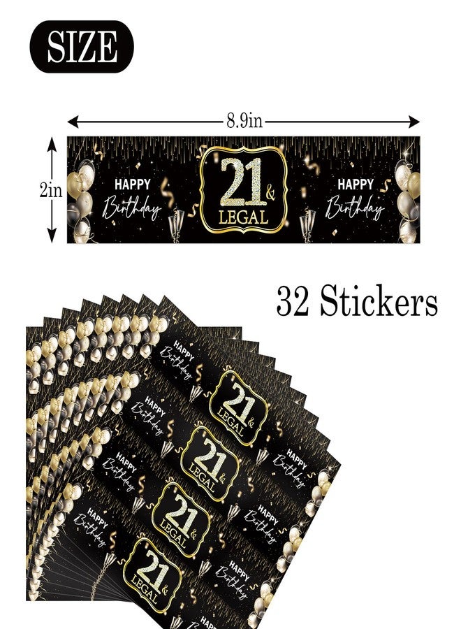 MonMon & Craft 21 & Legal Water Bottle Stickers - 21st Birthday Bottle Wrappers - Boy and Girl's 21 Birthday Bottle Labels Supplies/Finally Legal Party Water Labels Decor Waterproof (Set of 32) - Image 2