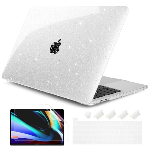 DONGKE for MacBook Pro 13 inch Case 2023 2022 2021 2020 Release Model A2338 M2/M1 A2289 A2251 with Touch Bar & Touch ID, Glitter Bling Plastic Hard Shell Case & Keyboard Cover, Star Clear - Image 1