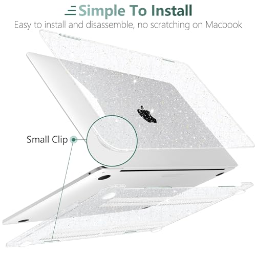 DONGKE for MacBook Pro 13 inch Case 2023 2022 2021 2020 Release Model A2338 M2/M1 A2289 A2251 with Touch Bar & Touch ID, Glitter Bling Plastic Hard Shell Case & Keyboard Cover, Star Clear - Image 4