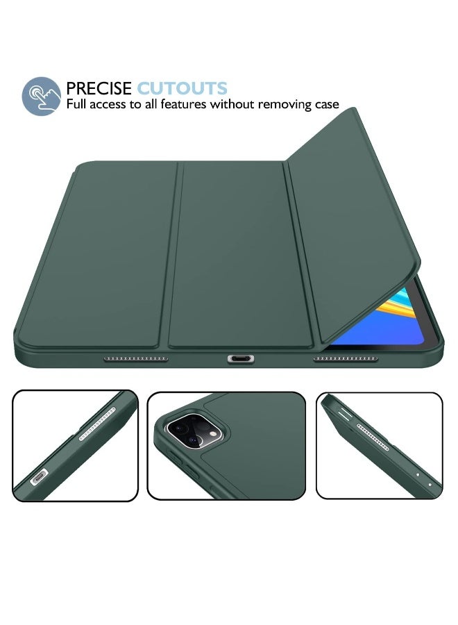 DUSALA New iPad Pro 12.9 Case 2022 2023 6th Gen 2021 5th Gen with Pencil Holder Support iPad 2nd Pencil Charging Pair Trifold Stand Smart Case with Soft TPU Back Auto Wake Sleep (Pine Green) - Image 3