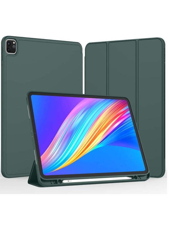 DUSALA New iPad Pro 12.9 Case 2022 2023 6th Gen 2021 5th Gen with Pencil Holder Support iPad 2nd Pencil Charging Pair Trifold Stand Smart Case with Soft TPU Back Auto Wake Sleep (Pine Green) - Image 2