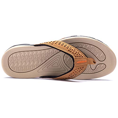 KIIU Mens Flip Flop Indoor and Outdoor Thong Sandals Beach Slippers Khaki, 11 - Image 5