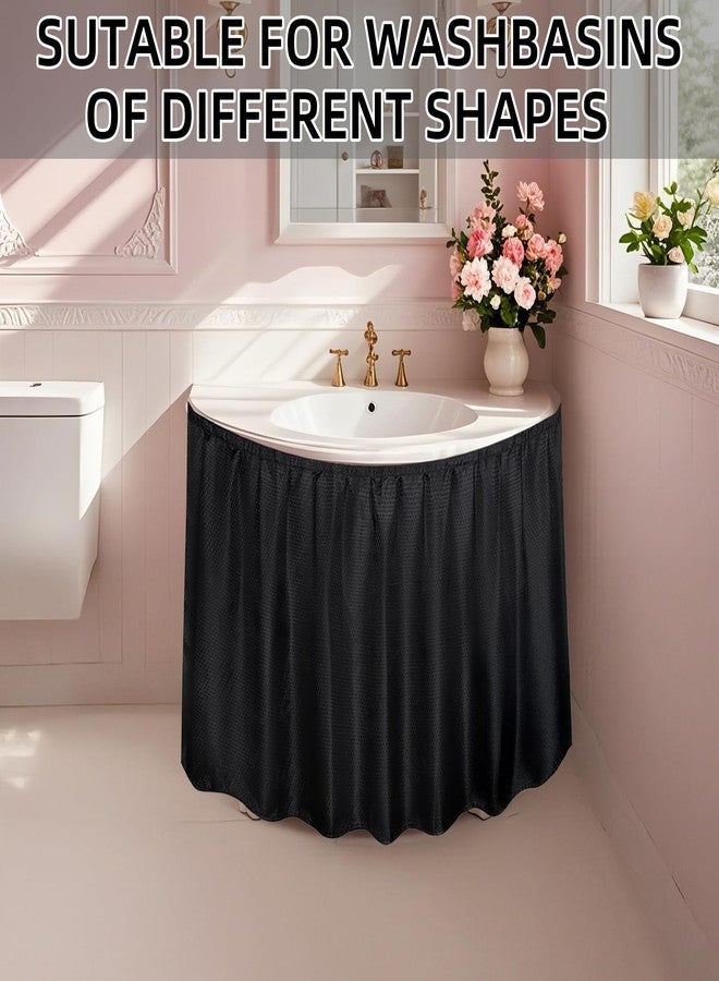Dxmimer Fabric Sink Skirt Waterproof Self-Adhesive Bathroom Sink Skirt Diamond Stitch Design, 55 x 32 Inches, Adds Under Sink Storage (Black) - Image 4