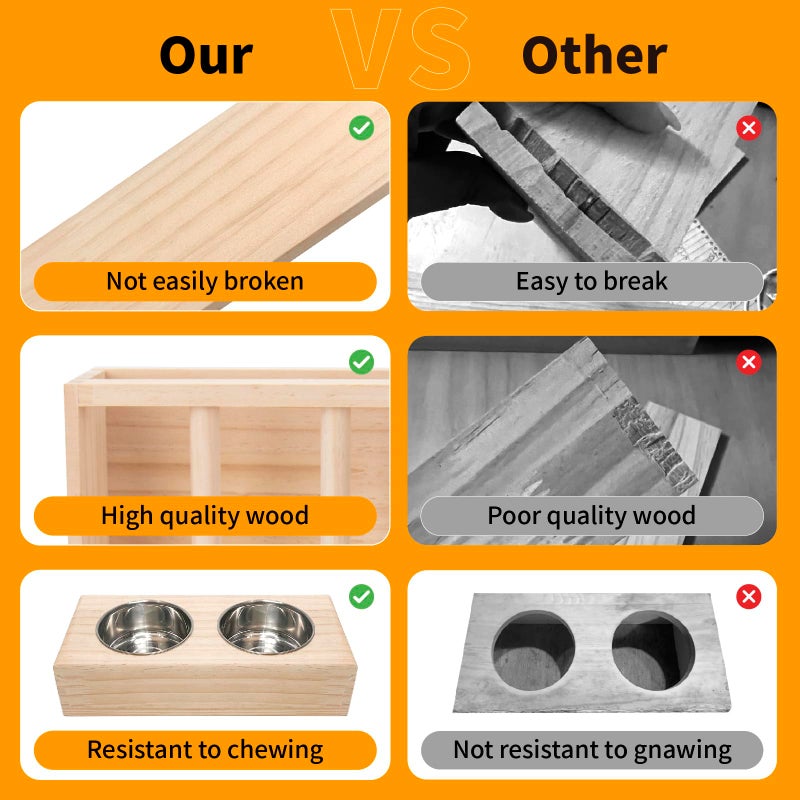 BESNEW 3 in 1 Rabbit Hay Feeder with Litter Box,Wooden Hay Feeder with 2 Bowls & Litter Box for Guinea Pig Chinchilla Bunny Other Small Animals,Large Capacity & Preventing Waste - Image 3