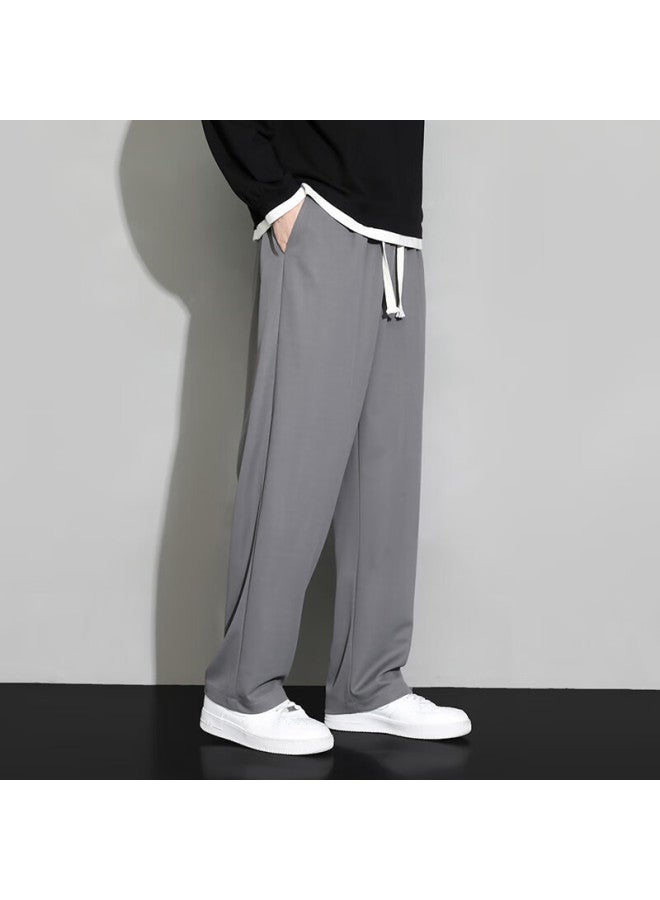 Dingfengbaoluo Casual Pants For Men, Autumn Loose-fitting Draping Trousers, Wide-leg Straight Pants, Sports Style, 2311 Dark Gray, 2XL - Image 1