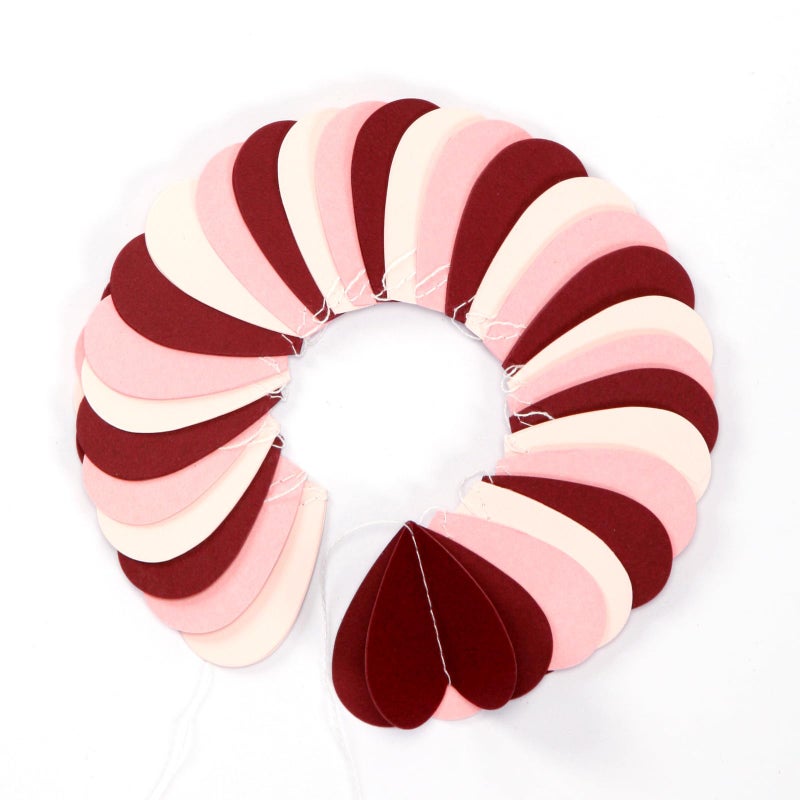burgleda Pink Burgundy-Red Valentines Party-Decorations Heart-Garland - 46ft 3D Wedding Hanging Streamers Banner,Birthday Baby Bachelorette Engagement Mothers Galentines Bridal Shower Backdrop Decor Burgleda - Image 3