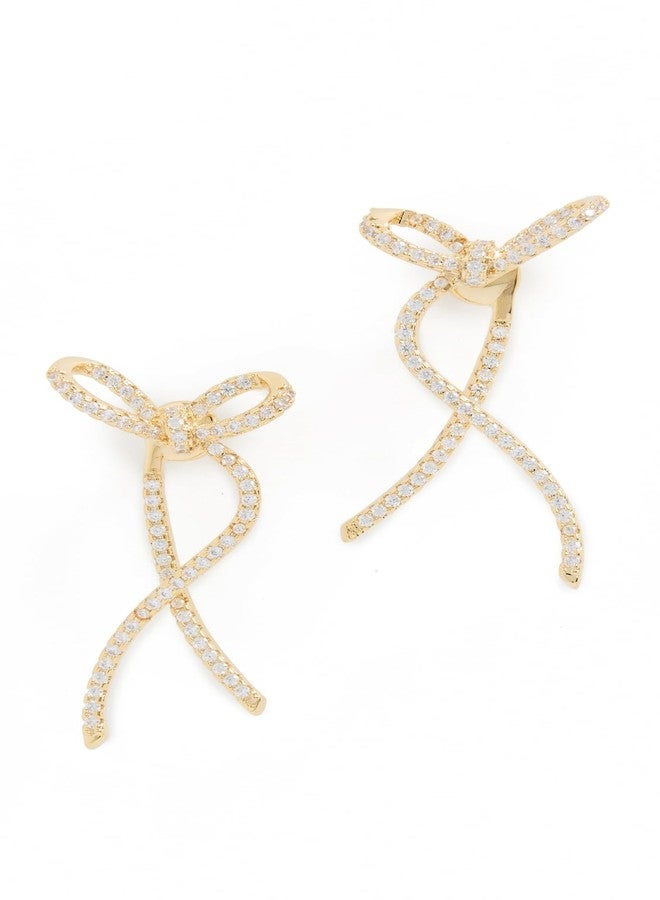 SHASHI Women's Caroline Bow Earrings, Gold, One Size - Image 1