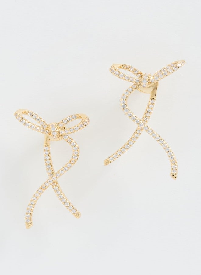 SHASHI Women's Caroline Bow Earrings, Gold, One Size - Image 2