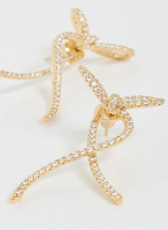 SHASHI Women's Caroline Bow Earrings, Gold, One Size - Image 3