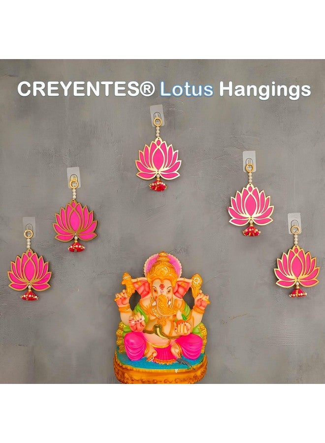 CREYENTES CREYENTES Handmade Lotus Jhumki Latkan For Decoration(Pack Of 6)Toran For Door,Backdrop Decoration,Pooja Room,Diwali,Wedding,All Festival Décor,Mdf Material Beautiful(Lotus Hanging Small 06),36 Cm  - Image 4