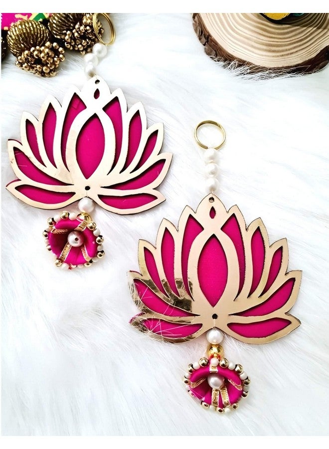 CREYENTES CREYENTES Handmade Lotus Jhumki Latkan For Decoration(Pack Of 6)Toran For Door,Backdrop Decoration,Pooja Room,Diwali,Wedding,All Festival Décor,Mdf Material Beautiful(Lotus Hanging Small 06),36 Cm  - Image 5
