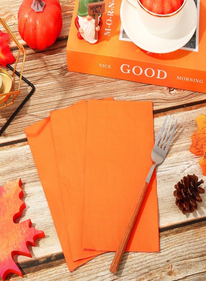 Whaline مناديل ضيافة ورقية برتقالية من واهلين 200 قطعة مناديل عشاء قابلة للتصرف برتقالية زينة خريفية لعيد الشكر مطبخ حمام زفاف عيد ميلاد حفلة ديكور طاولة - Image 5