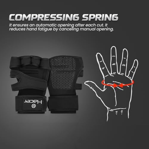 HACER Gym Gloves Weight Lifting Hand Grips with Wrist Wrap Support Half Finger Crossfit Glove for Workout Exercise Fitness Training Powerlifting Men and Women (XL, Black) - Image 5