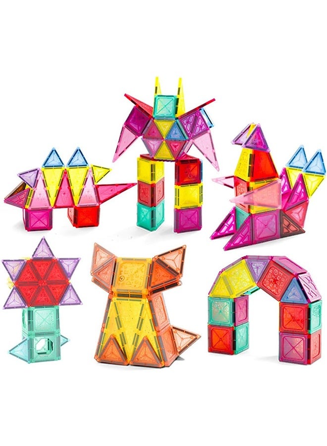 200-Piece Magnetic Tiles Building Blocks for Kids，Educational Kit 3D Building Construction Toy Set Clear Magnetic Stacking Block，Preschool Learning Construction Set for Boys  Girls – Creative Montessori Sensory Play（random patterns） - Image 3