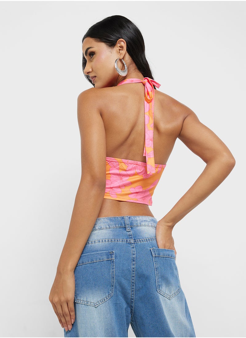 Ginger Halter Neck Floral Print Top  - Image 2