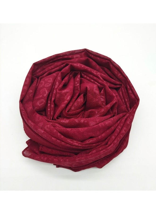 NIBEMINENT New Arrival: Malaysian Leopard Print Textured Pearl Chiffon Scarf  - Image 2