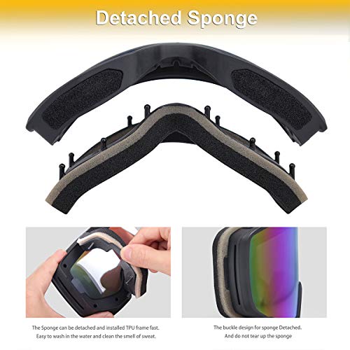 EXP VISION Ski/Snowboard Goggles for Men Women, OTG Snow Goggles Anti Fog UV Protection - Image 4