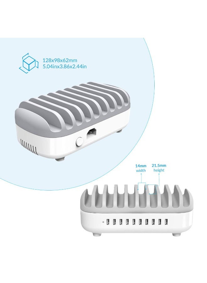 Orico ORICO 120W Charging Station for Multiple Devices, 10-Ports USB Charging Docking Organizer Station, Multi USB Charging Station Compatible with iPad, Tablet, Kindle, Airpods and Cell Phone - Image 5