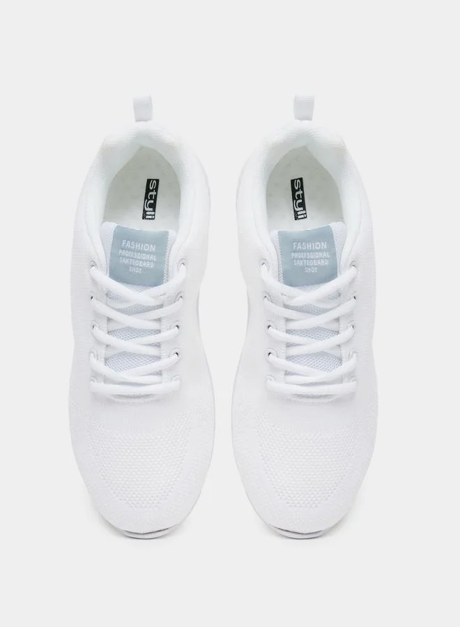 Styli Styli Mesh Textured Lace Up Sneakers