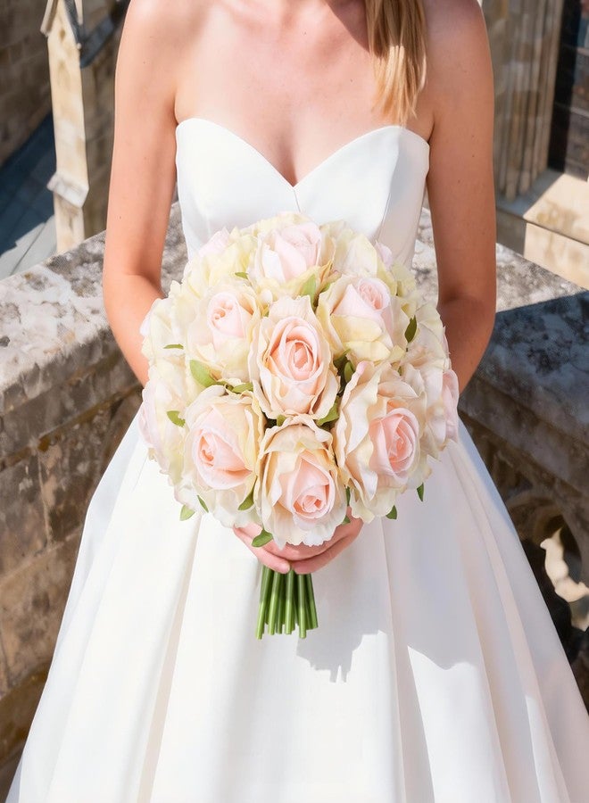 Ivydale 18pcs Champagne Roses Artificial Flowers, Fake Roses Silk Flowers with Stems Realistic Bouquet for Valentine's Day Wedding Party Home Decoration DIY Centerpiece Floral Romantic Gifts - Image 5
