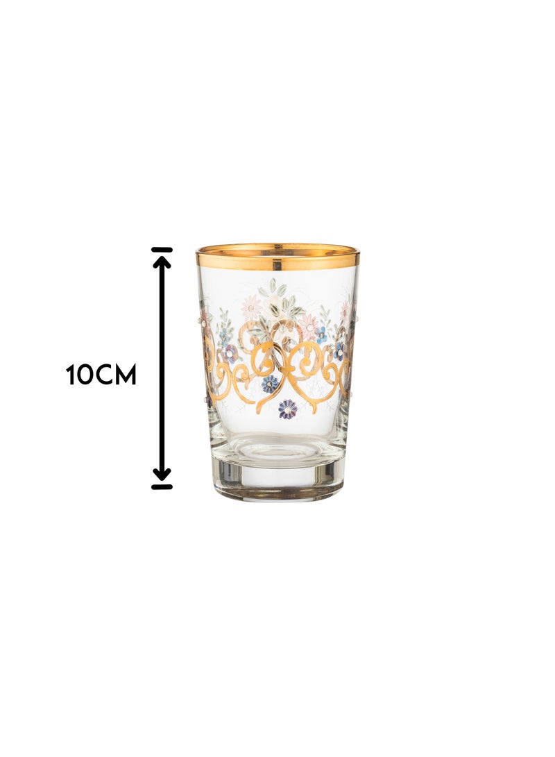 Dania Luxury Turkish Crystal Glass Set, Laser Engraving, Gold, 6 Pieces, 160ml, Jasmine Collection - Image 3