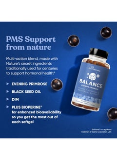 Eu Natural Balance Pms Vitamins For Women Hormone Balance For Women Menstrual & Pms Relief Primrose Oil Black Seed Oil & Dim 60 Liquid Softgels  - Image 5