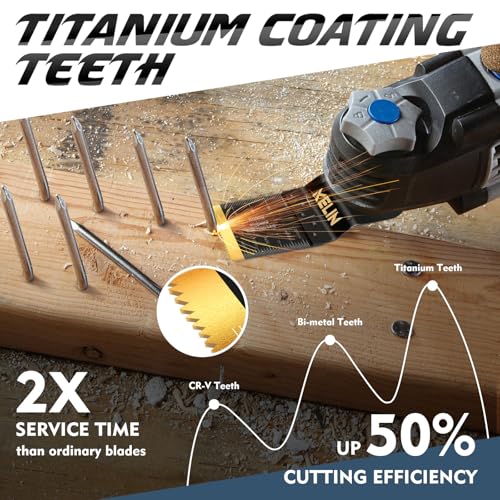 KELIN 116-Piece Oscillating Multi Tool Blades Kit, 4 Types Titanium Saw Blades for Wood, Metal, Drywall, Pipes – Fits Dewalt, Bosch, Milwaukee & 98% Oscillating Tools - Image 4