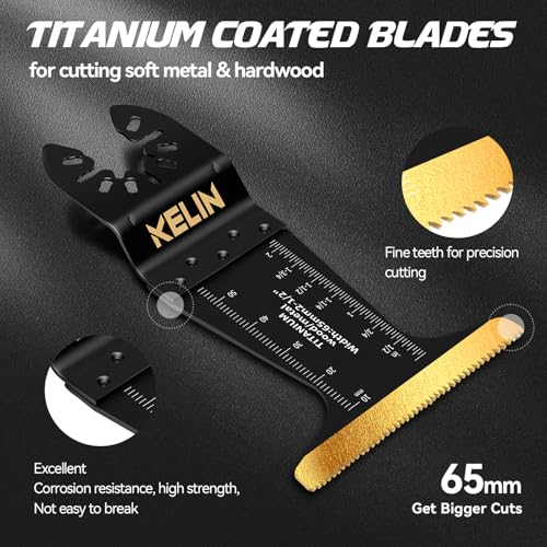 KELIN 116-Piece Oscillating Multi Tool Blades Kit, 4 Types Titanium Saw Blades for Wood, Metal, Drywall, Pipes – Fits Dewalt, Bosch, Milwaukee & 98% Oscillating Tools - Image 3