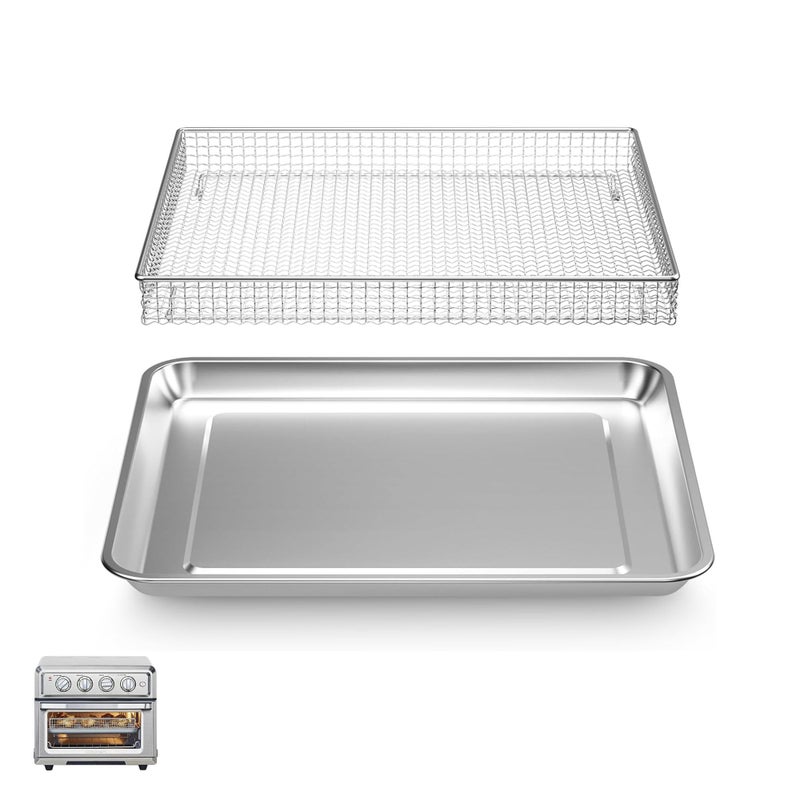 SettleDown Stainless Steel Air Fryer Basket and Tray,Compatible with Cuisinart TOA-60 TOA-65 TOA-70 Toaster Air Fryer Convection Oven - Image 1