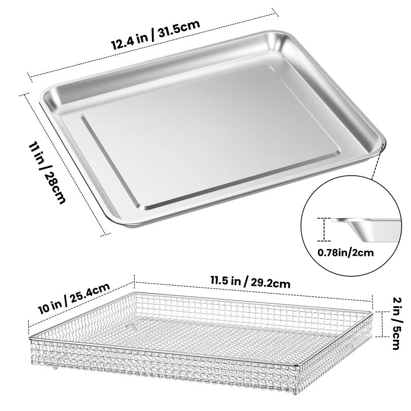 SettleDown Stainless Steel Air Fryer Basket and Tray,Compatible with Cuisinart TOA-60 TOA-65 TOA-70 Toaster Air Fryer Convection Oven - Image 2