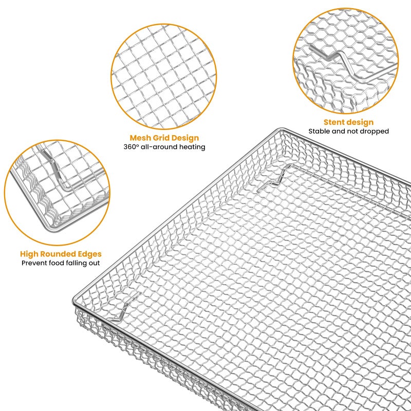 SettleDown Stainless Steel Air Fryer Basket and Tray,Compatible with Cuisinart TOA-60 TOA-65 TOA-70 Toaster Air Fryer Convection Oven - Image 3