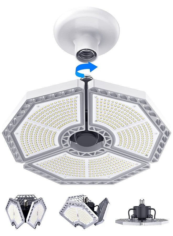 KERNOWO LED Garage Lights, 140W 18500 Lumens Garage Lighting, 6000K Daylight with Deformable Three Panel Ceiling Light Fixture E26/E27 Triple Glow LED Shop Light for Basement Workshop Warehouse - Image 1