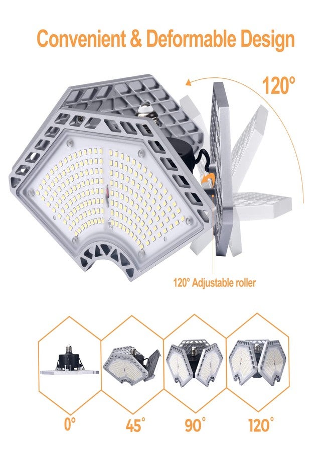 KERNOWO LED Garage Lights, 140W 18500 Lumens Garage Lighting, 6000K Daylight with Deformable Three Panel Ceiling Light Fixture E26/E27 Triple Glow LED Shop Light for Basement Workshop Warehouse - Image 2